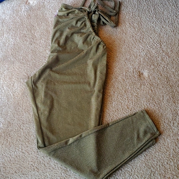 SAVAGE X FENTY Olive Green Metallic Stretch Cutout Leggings - Picture 8 of 8